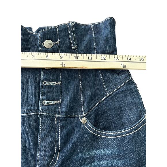 ChiQle Denim Architect Blue Women's High Corset Waist Buckle Back Jeans - Picture 7 of 10